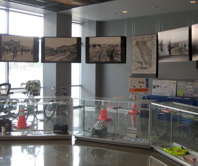 New museum exhibit on bicycling inside the Caltrans District 7 headquarters. Photo courtesy of Caltrans.